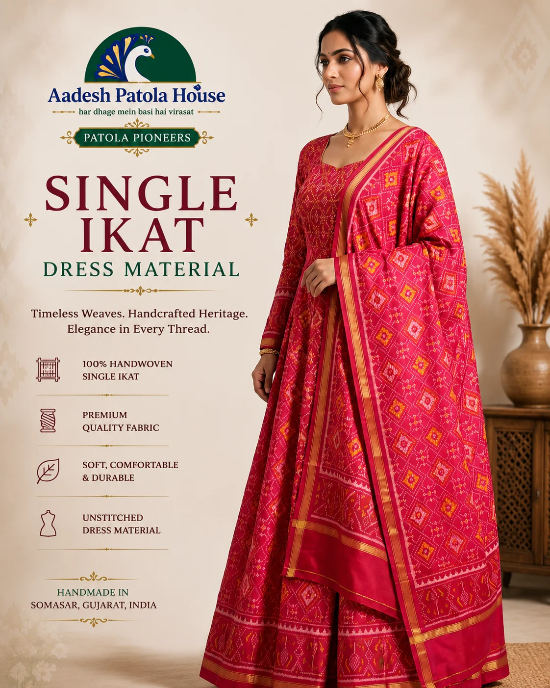 Single ikat Dress Material