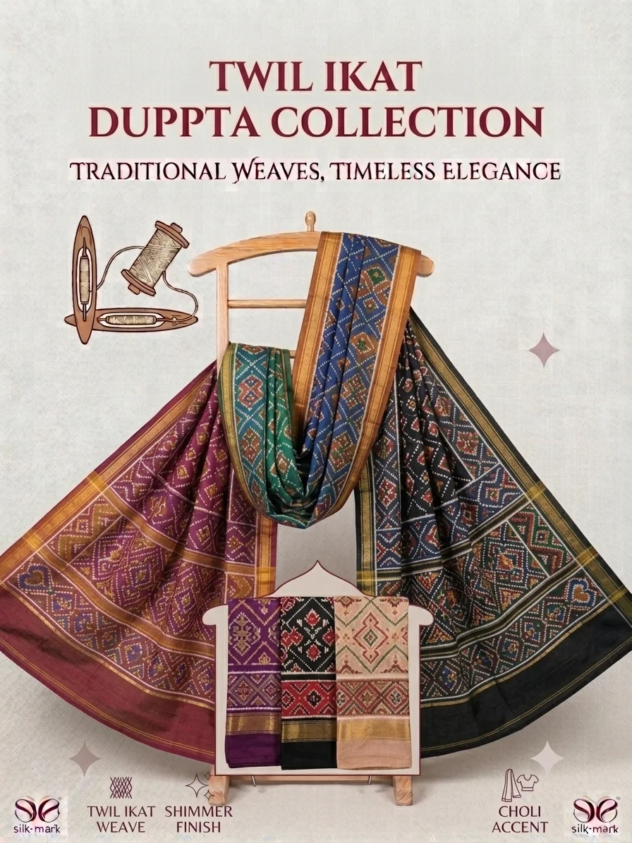 Twill ikat Dupatta For Chaniya Choli