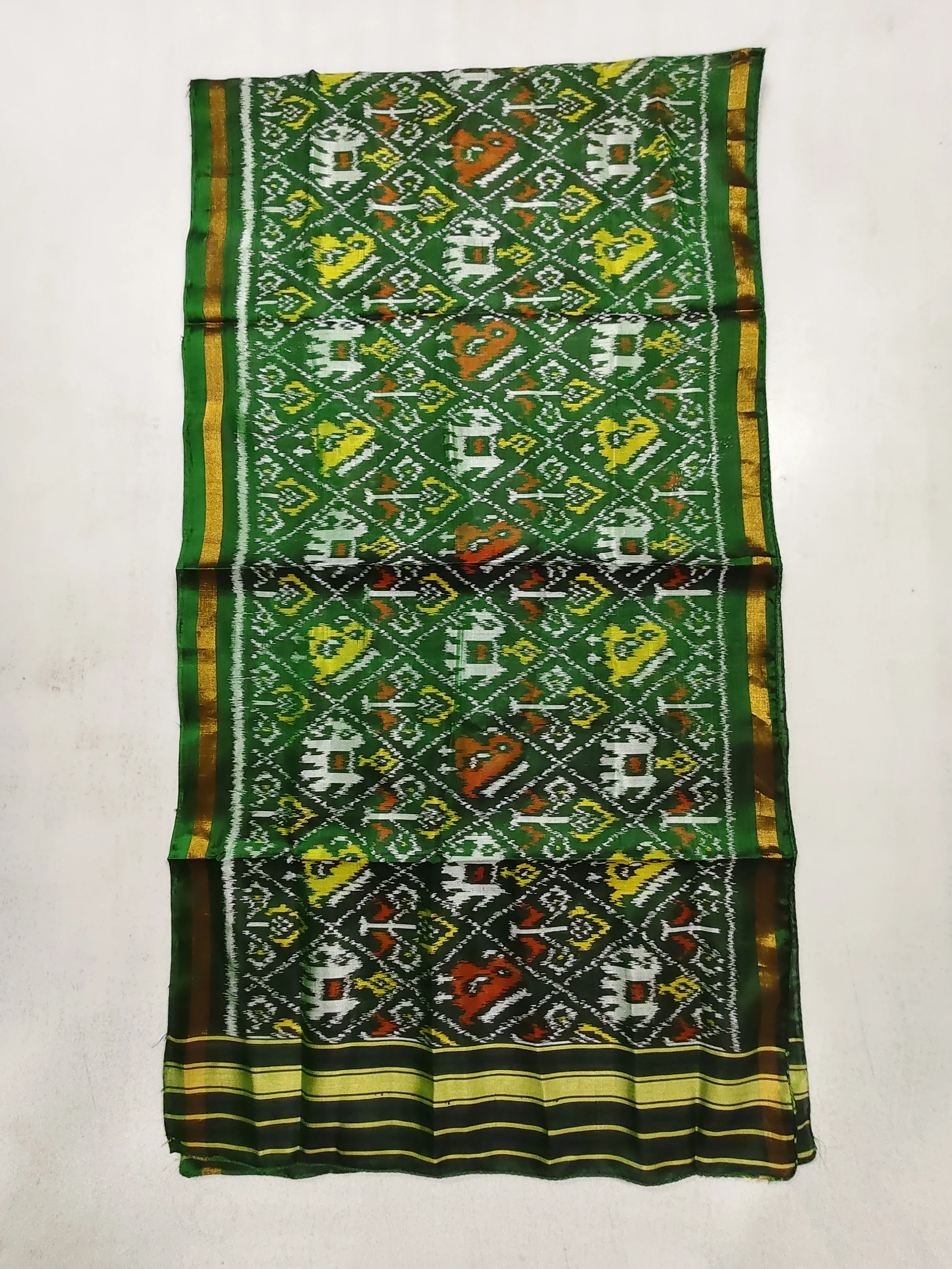 Green Nanu Narikunj Single Ikat Silk Stole