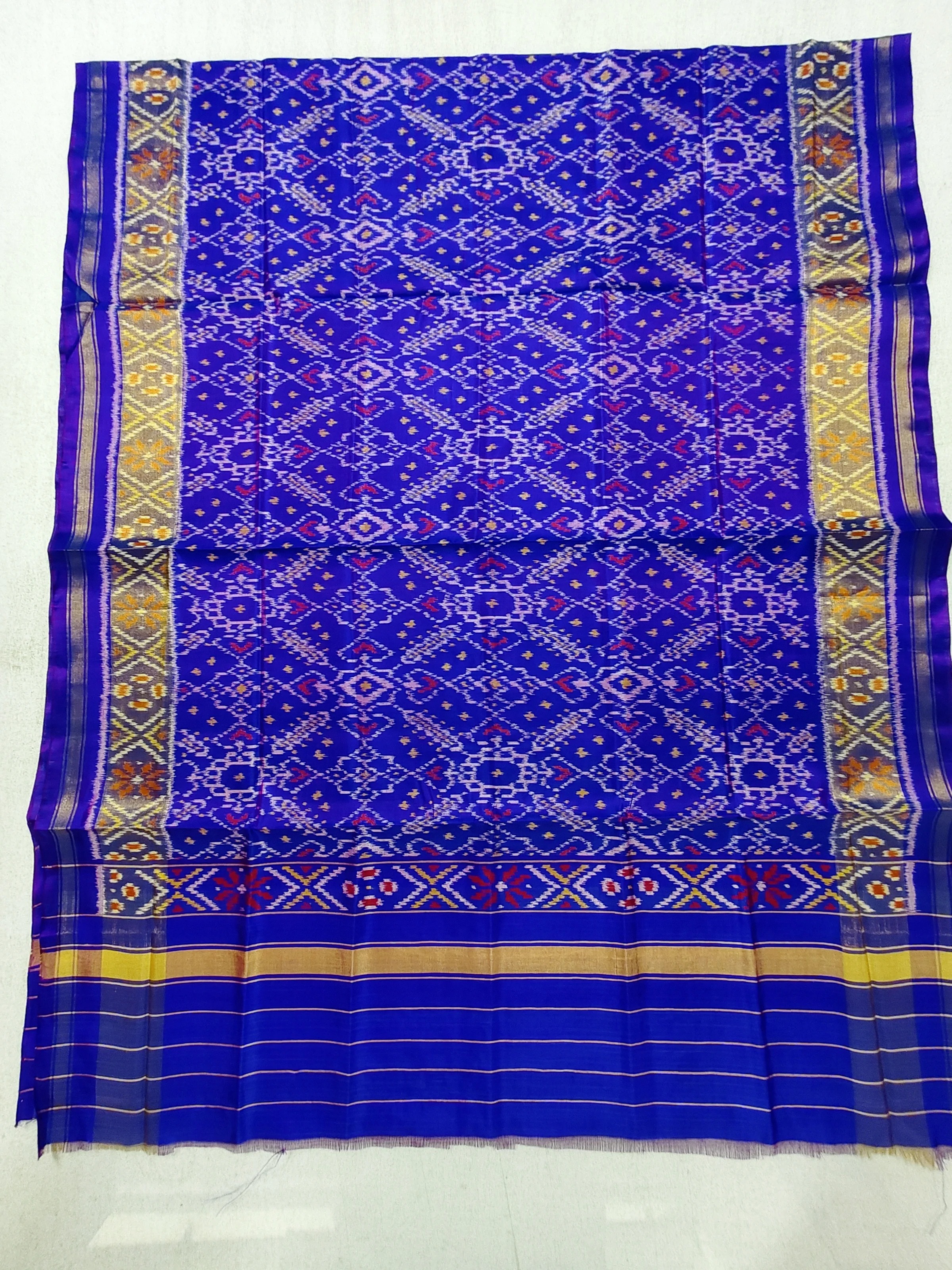 Pinkish Blue Manekchowk Motifs Single Ikat Dress Dupatta
