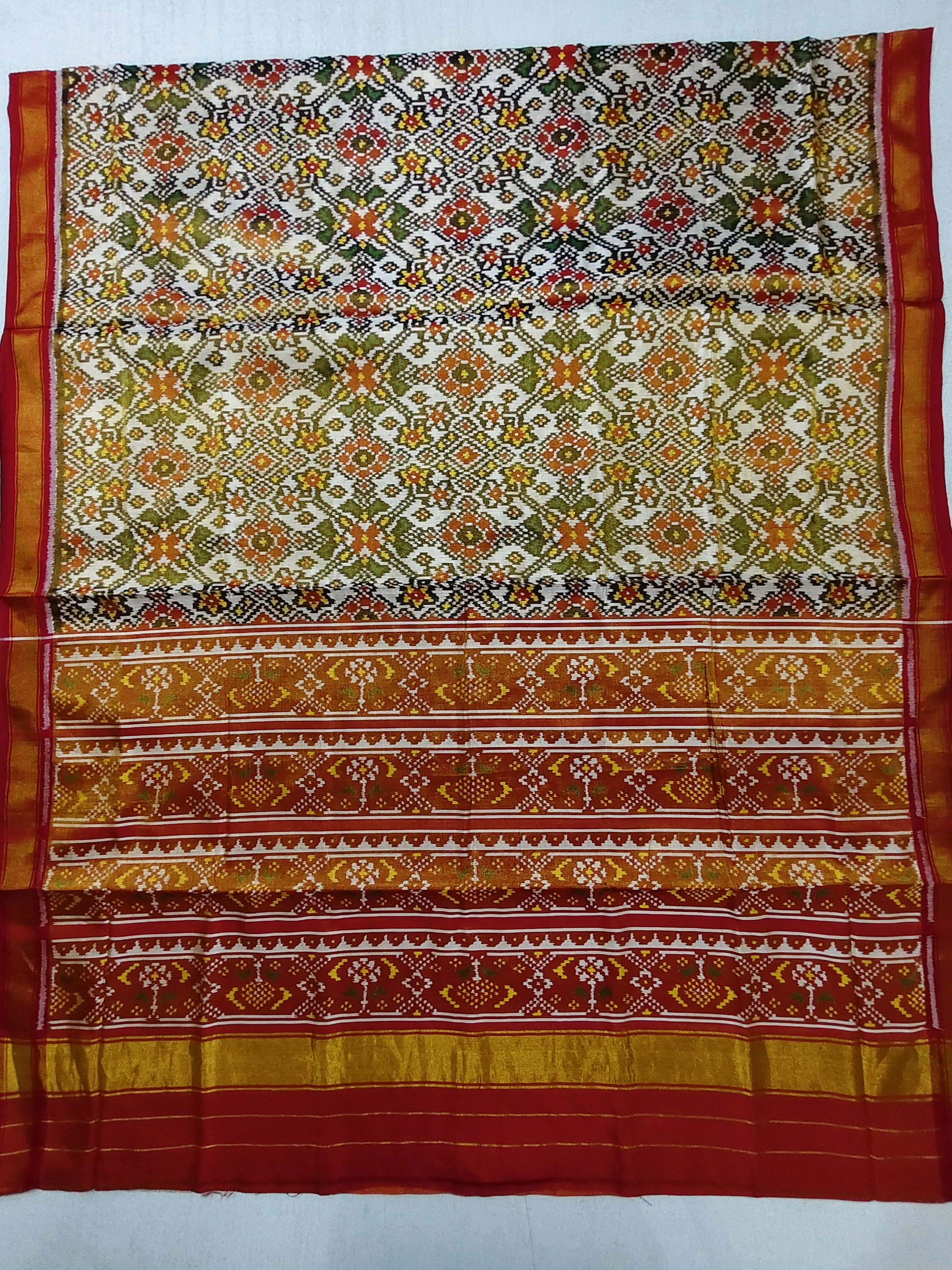 Tissue Gold White Navratan motifs