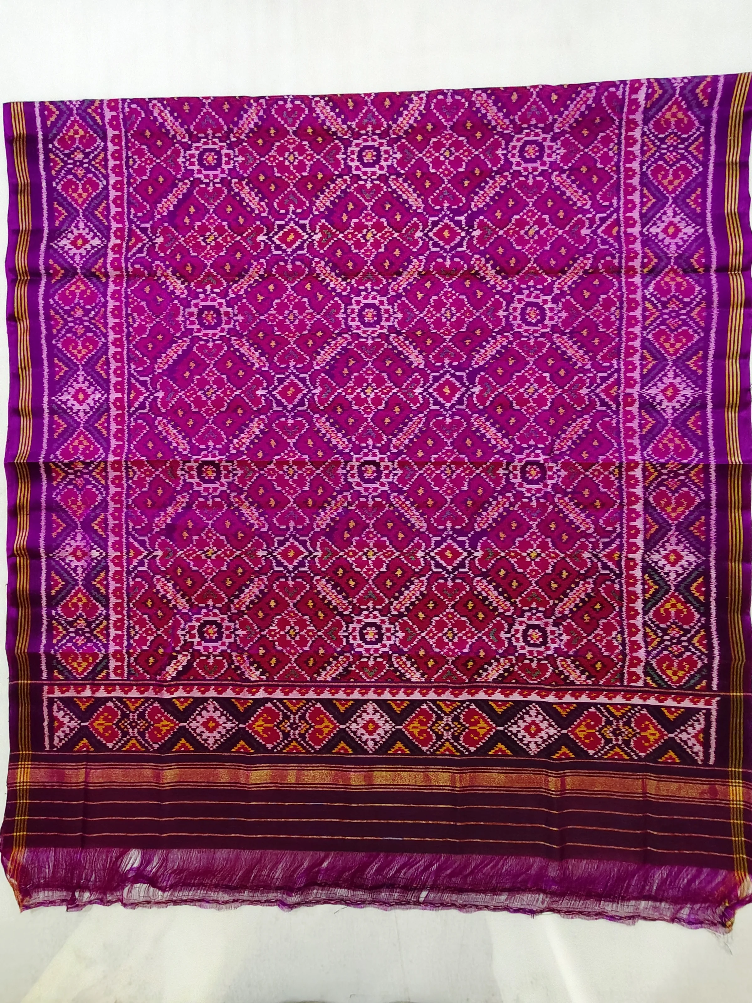 Magenta Manekchowk Motifs Single Ikat Chaniya Choli Dupatta
