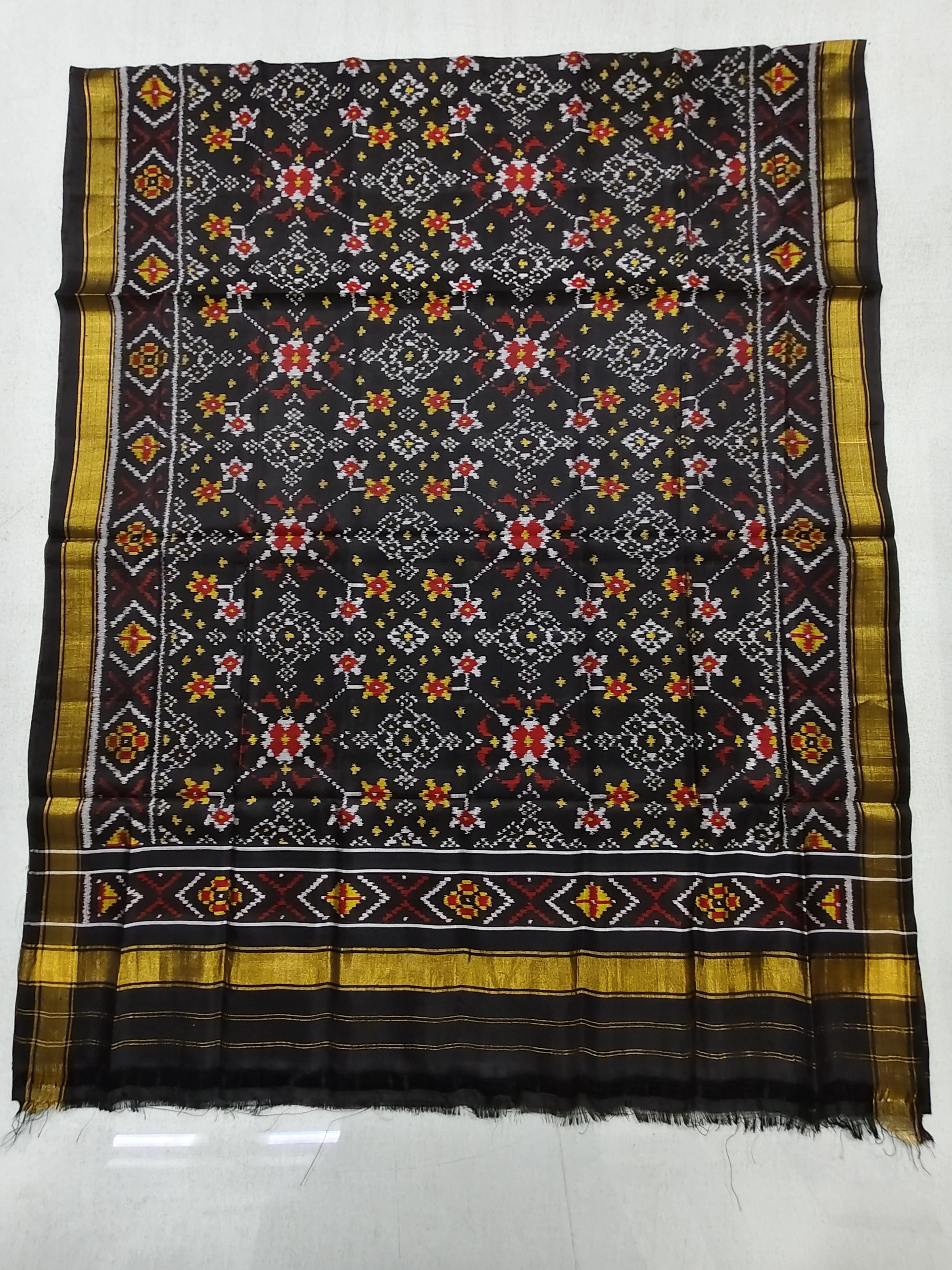 Black Navratan Single Ikat Dupatta for Dress