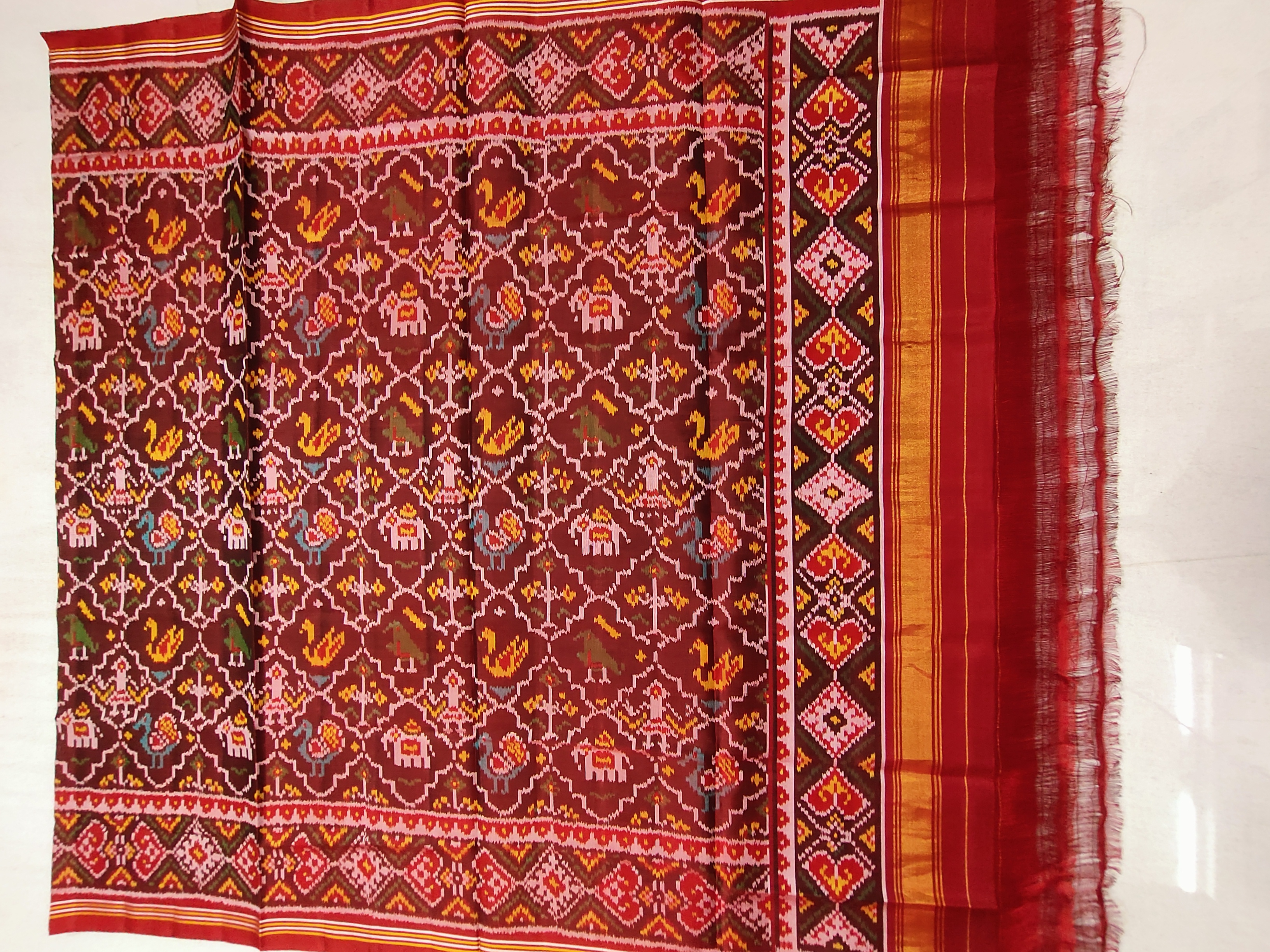 Red marron Animal motifs Chaniya choli Duppta