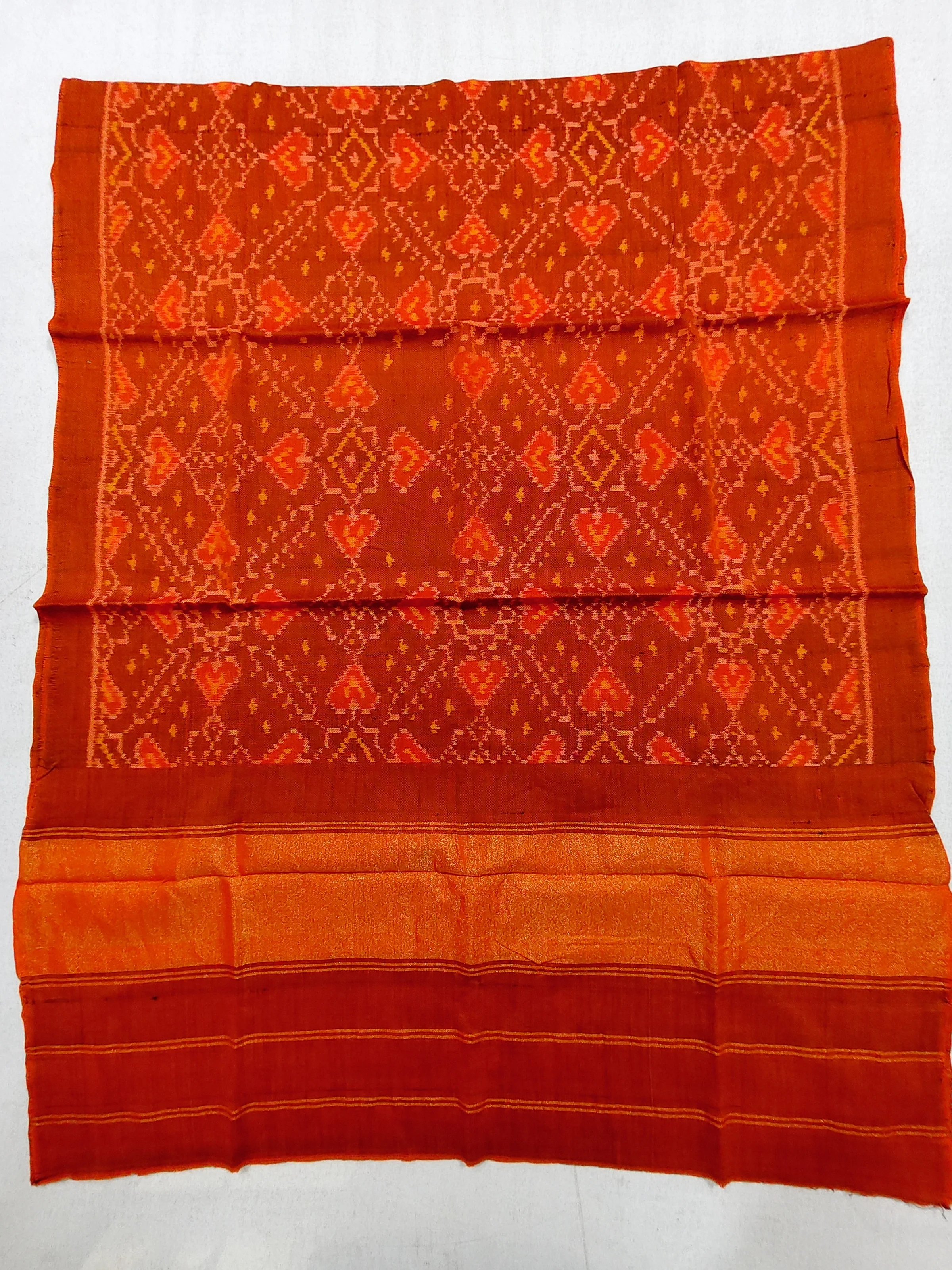 Orange Manekchowk Motifs Woollen Shawl