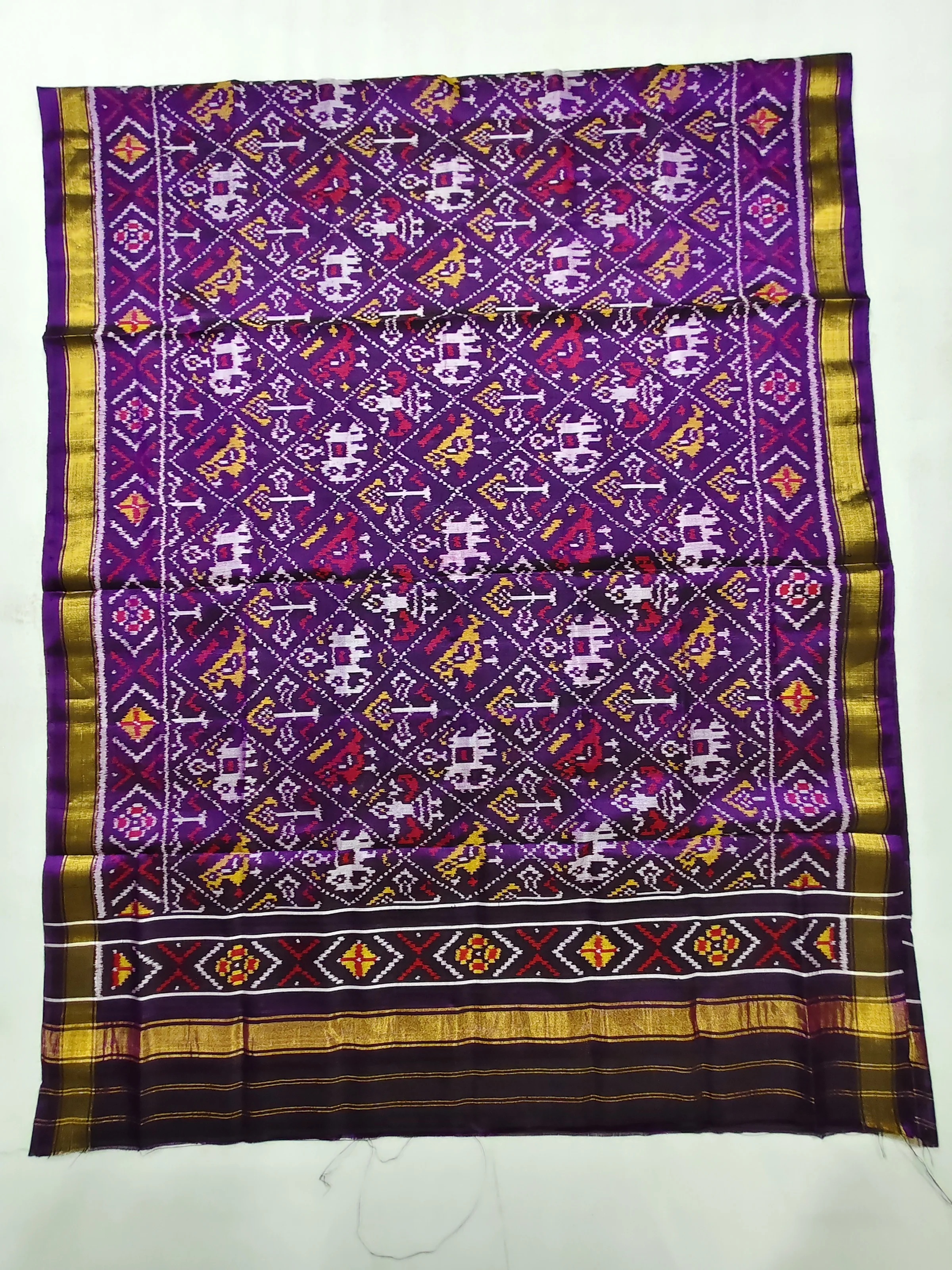 Magenta Nanu Narikunj Motifs Single Ikat Dress Dupatta