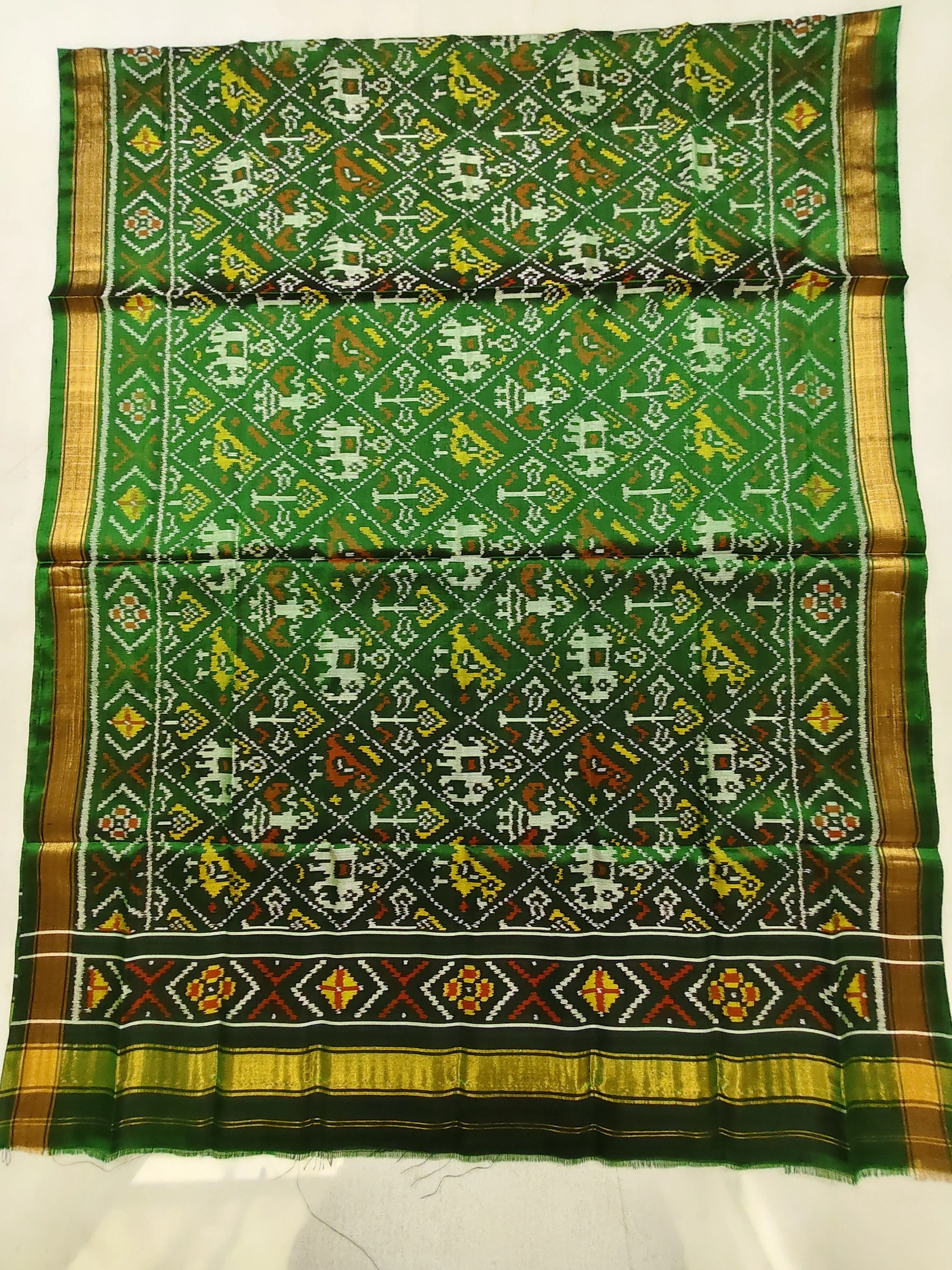 Green Nanu Narikunj Motifs Single Ikat Dress Dupatta – 2.25 Meter Length