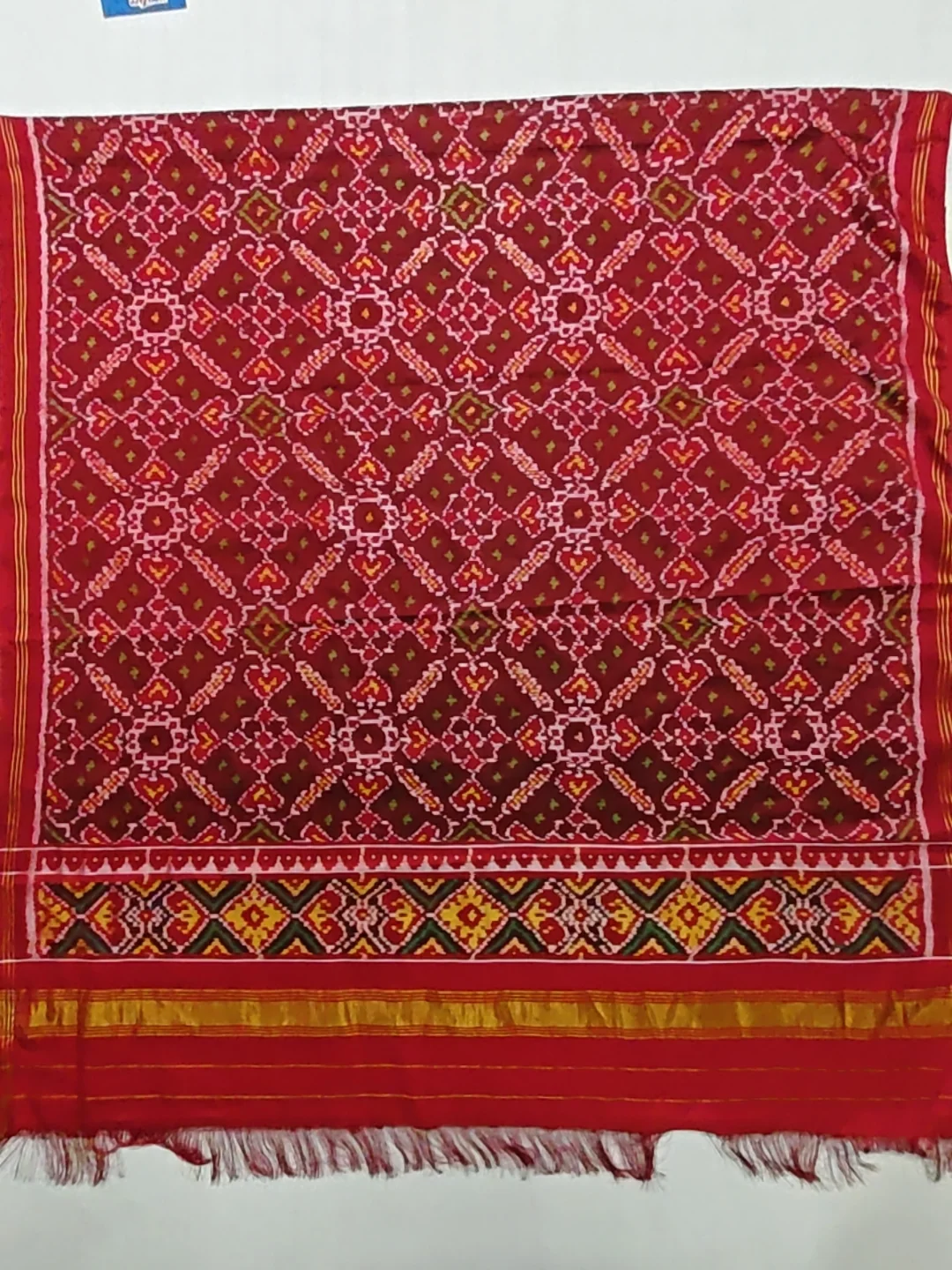 Red & Coffee Brown Manekchowk Motifs Single Ikat Chaniya Choli Dupatta 8 Ply Silk