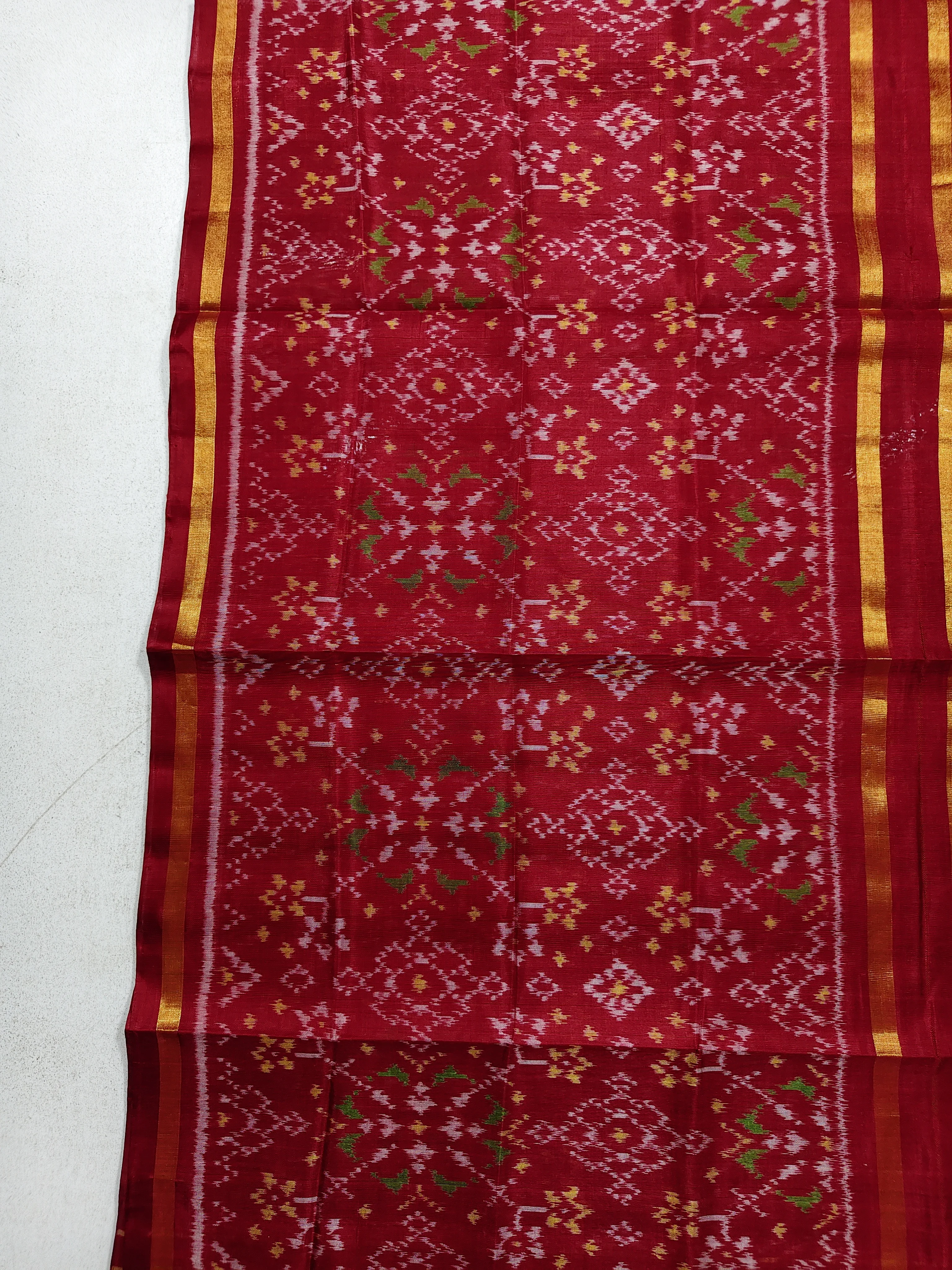 Red Navratan Single Ikat Silk Stole